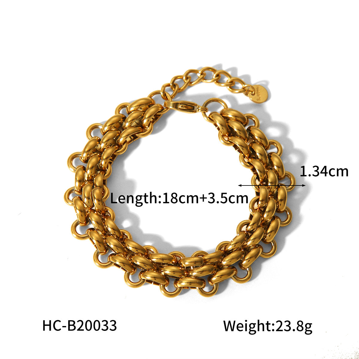 18K gold-plated stainless steel bracelet for women, INS style, fashionable round bead chain, handmade jewelry