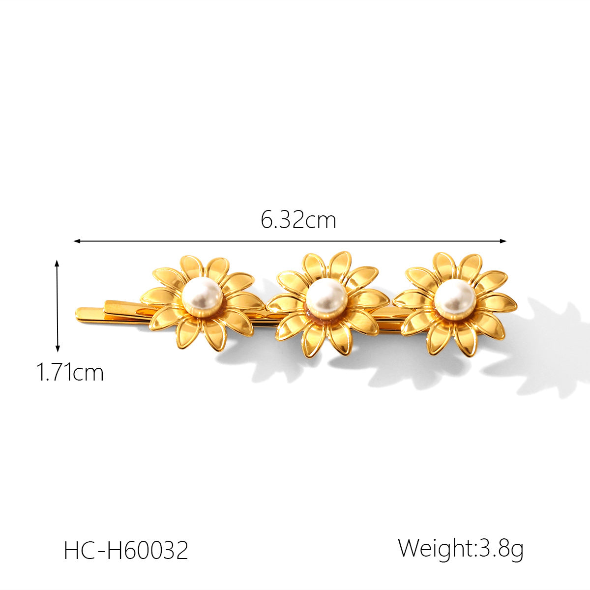 Stainless Steel Headwear Pearl Hairpin Ins Ocean Style Bang Clip 18K Gold Titanium Steel Flower Straight Clip