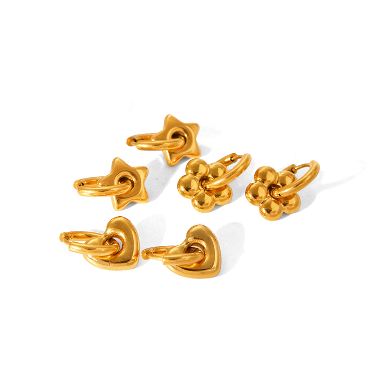 Stylish and Versatile Stainless Steel Earrings for Women, Featuring A Heart-shaped Flower Pendant and Titanium Steel Earring Hoop, with No Fading