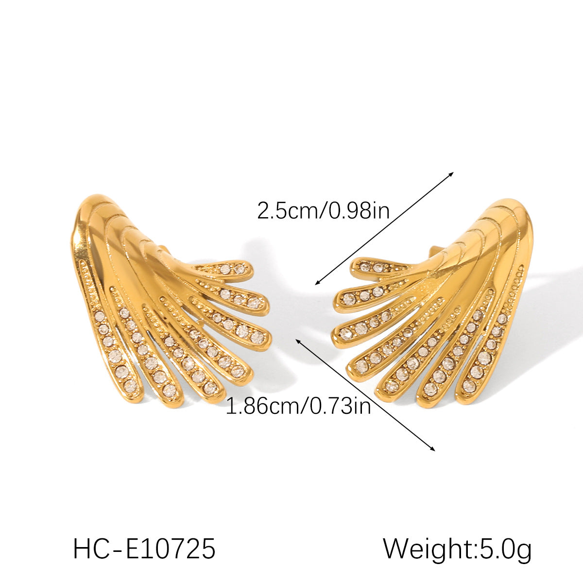 Stainless Steel Diamond-encrusted Wing Earrings with A Design Sense, Titanium Steel Earrings for Women, High-end Ear Jewelry