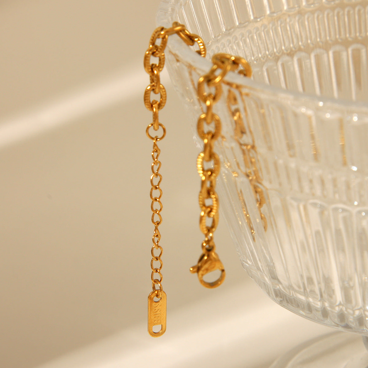 Stainless Steel Bracelet Basic Style Texture O-chain 18K Gold-plated Titanium Steel Bracelet Jewelry Accessory