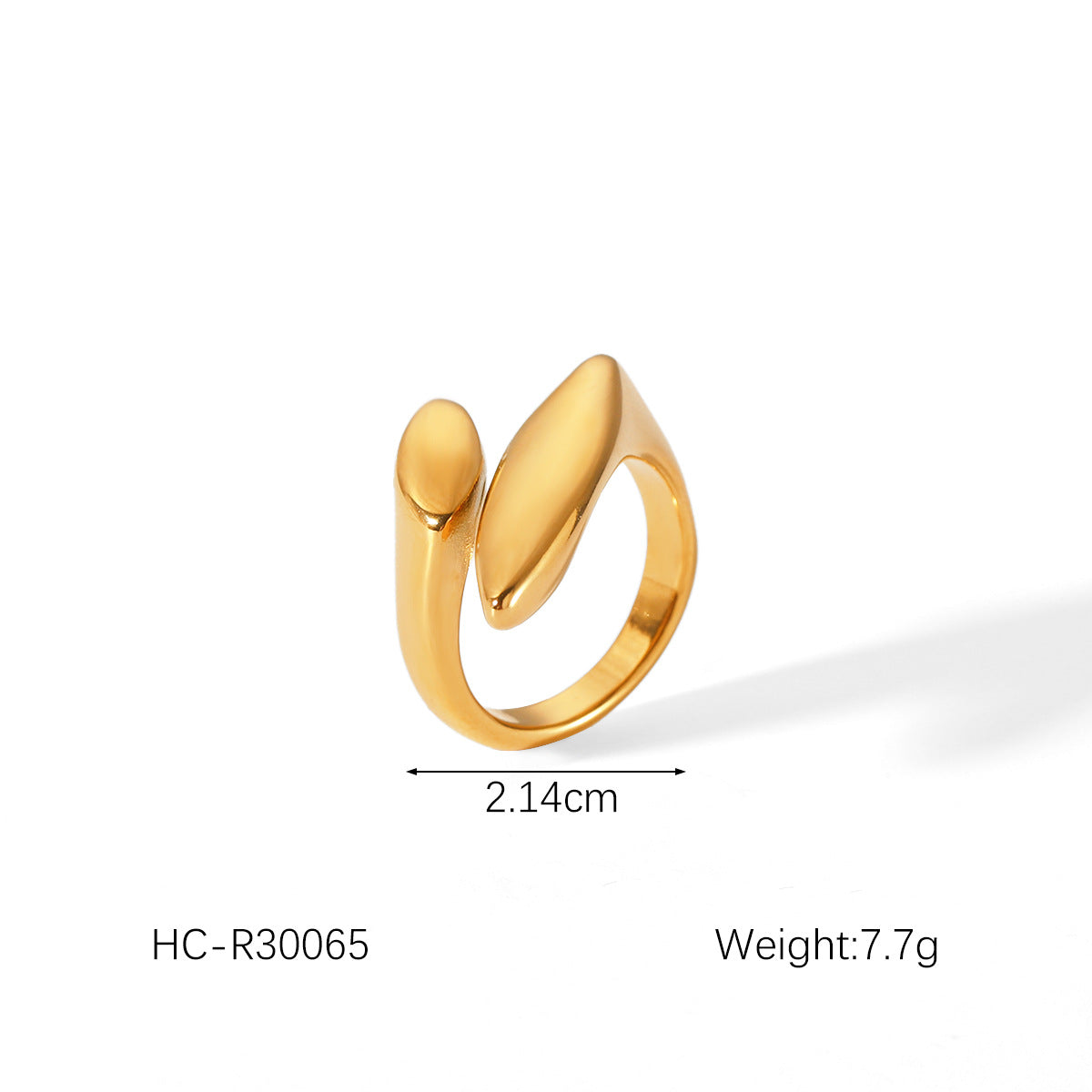 18K Gold Stainless Steel Ring Geometric Smooth Heart-shaped Droplet Fashion Personality Titanium Steel Ring