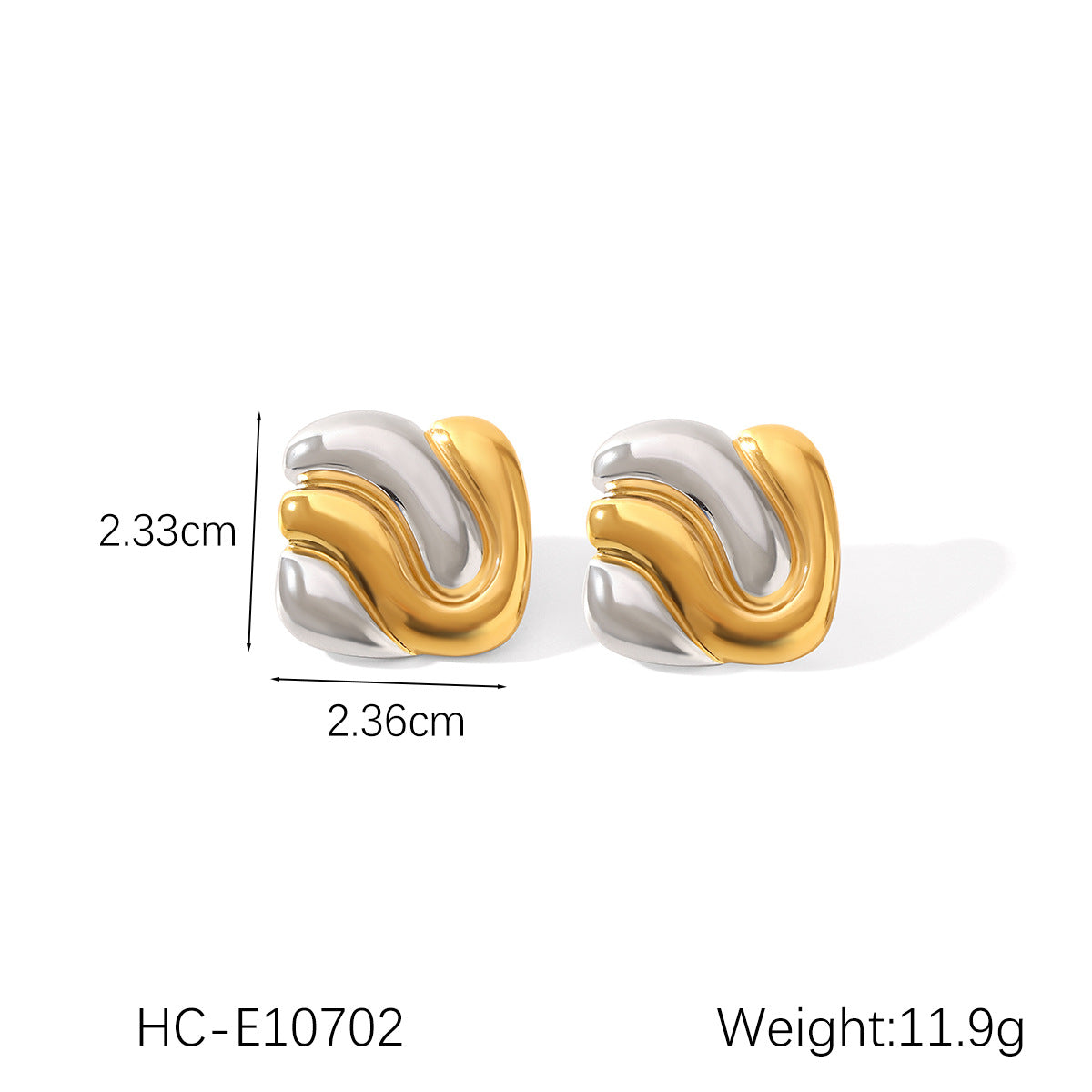 Stainless Steel Earrings, Gold and Silver Color-block, Glossy Geometric Texture, Stud Earrings, Sun-shaped Five-pointed Star Earrings for Women