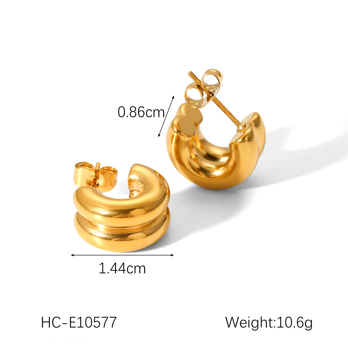 18K Gold Double-layer Stainless Steel Earrings INS Style Color Blocked Titanium Steel Earrings for Women's Fashion, Simple and Non Fading Earrings