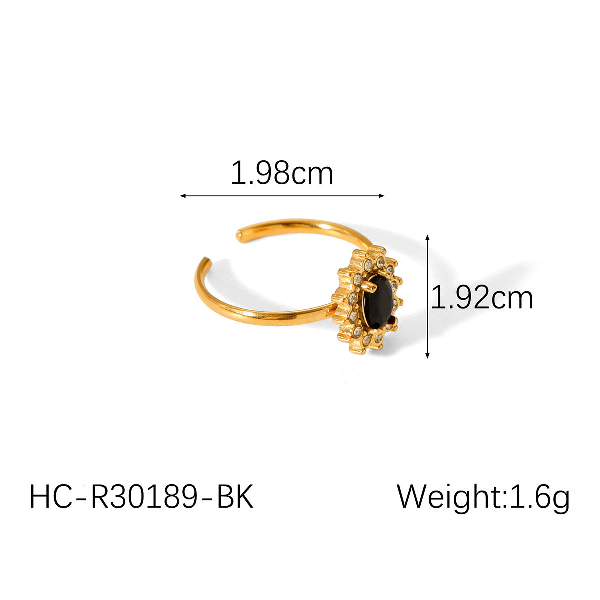 Zircon titanium steel ring jewelry, non-fading, French style, high-end stainless steel open ring