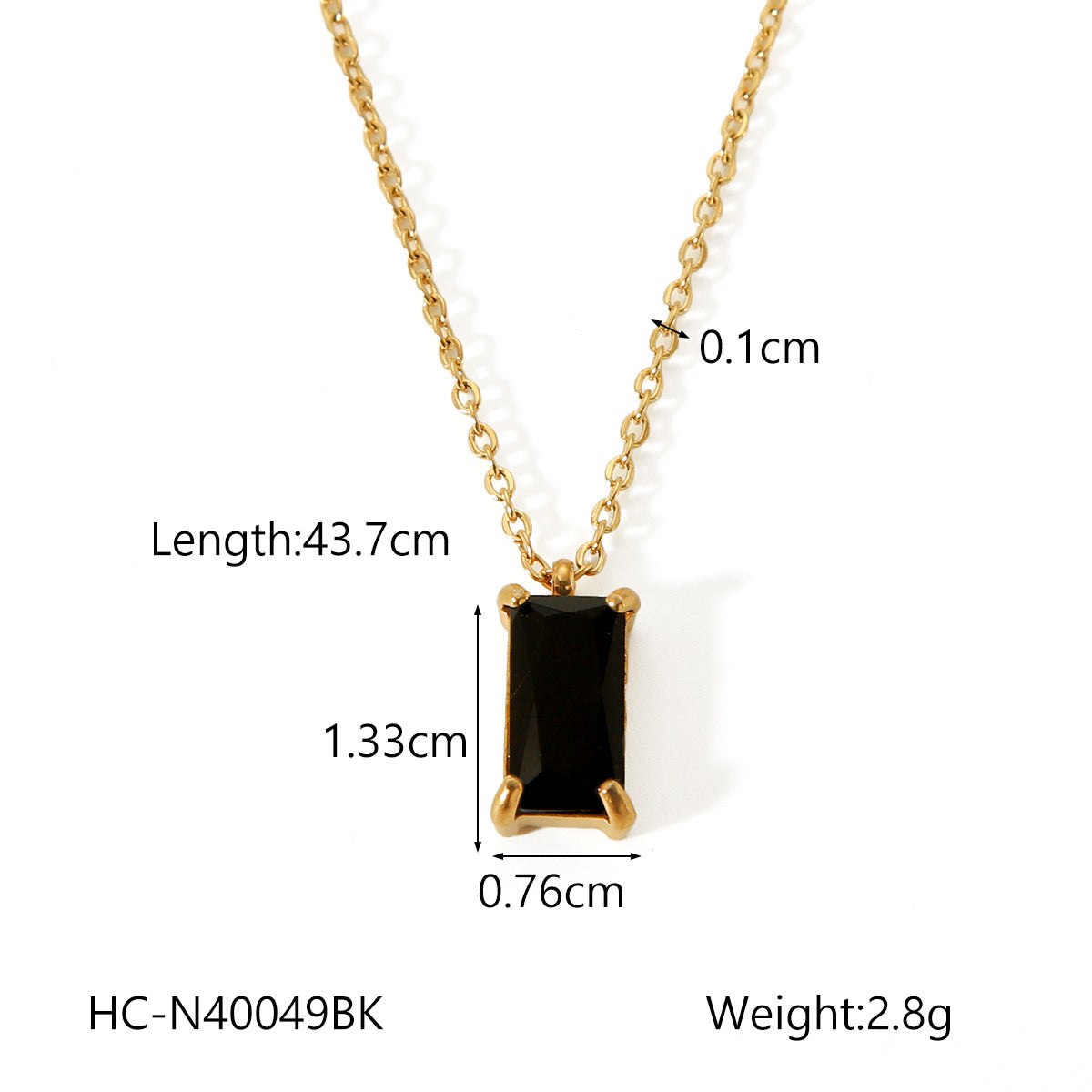 18K Gold Stainless Steel Geometric Pendant Necklace with Zircon, Women's Fashion Simple Titanium Steel Necklace