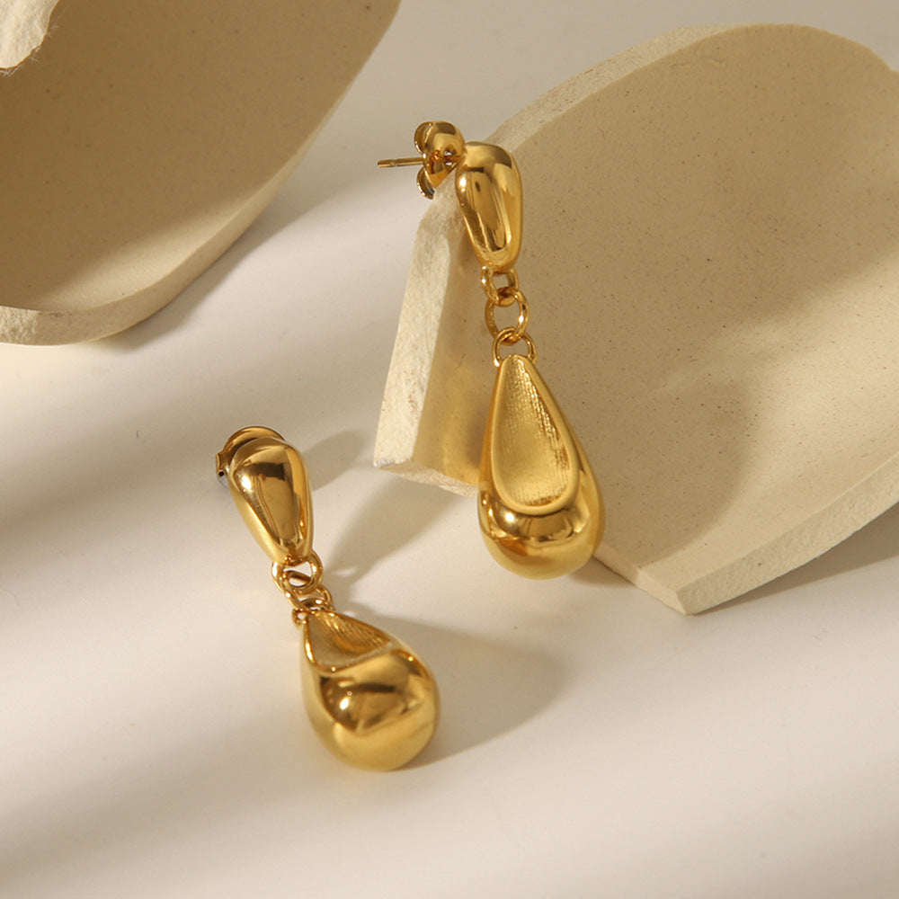 New Product: 18k Gold Stainless Steel Earrings with A Unique Design Featuring Teardrop-shaped Eardrops, Offering A Fashionable and High-end Look