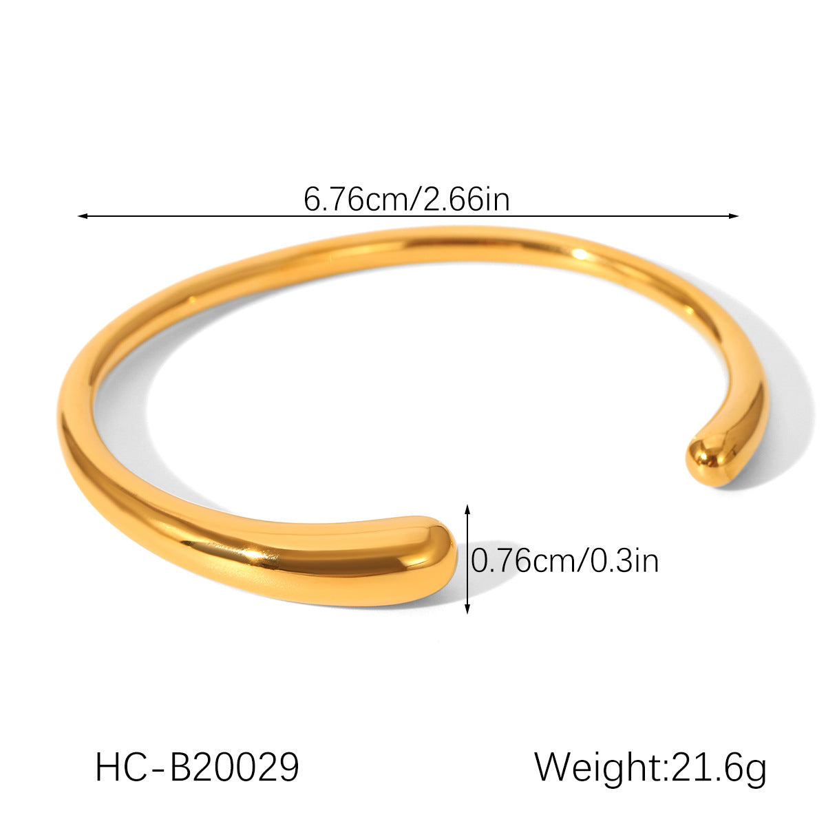 Women Smooth 18K Gold-plated Stainless Steel Bracelet with Buckle High-end Opening Bracelet Non-fading Titanium Steel Jewelry