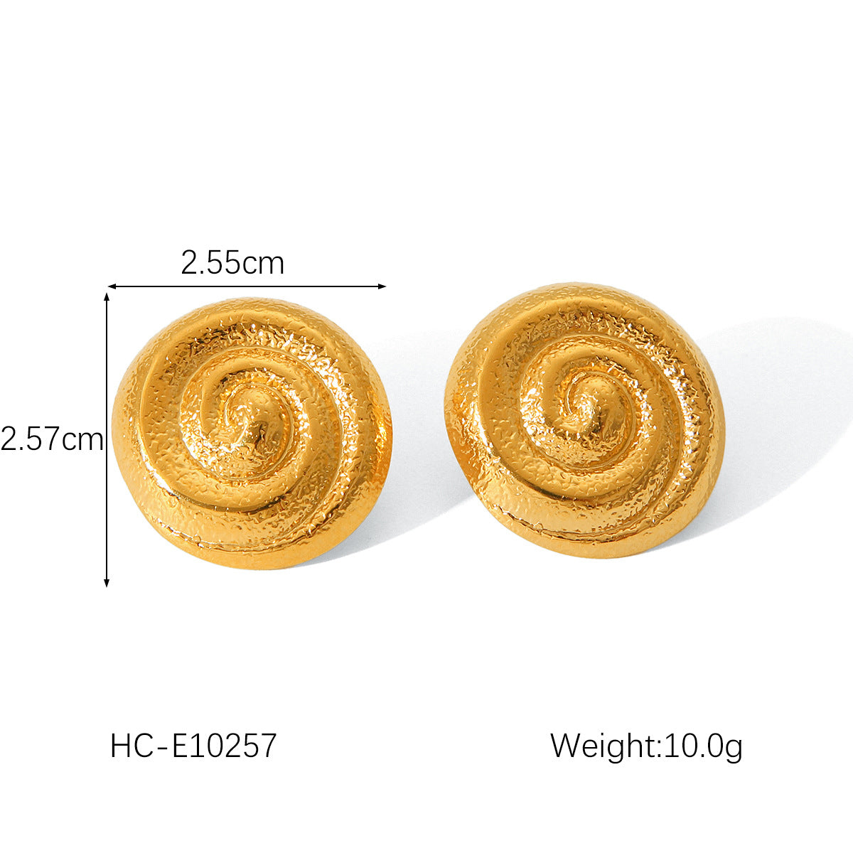 Marine titanium steel earrings, 18k gold-plated stainless steel scallop earrings, women's fashion diamond-encrusted earrings