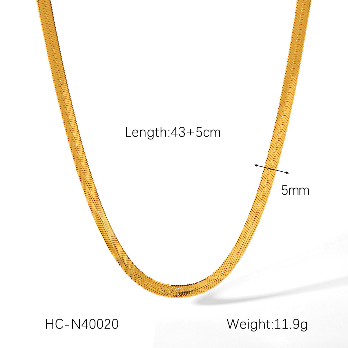 18K Gold Stainless Steel Blade Chain Inlaid with Zircon Necklace, High-end Flat Snake Chain, Titanium Steel Clavicle Chain
