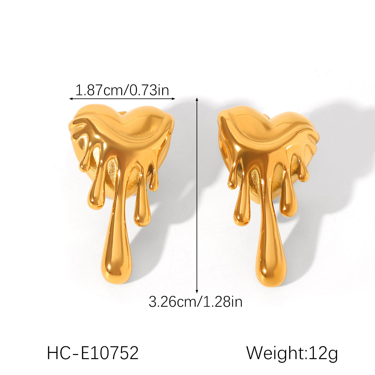 18K Gold Stainless Steel Hammered Pattern Heart-shaped Earrings, Light Luxury and High-end Feel, Heart-shaped Titanium Steel Earrings