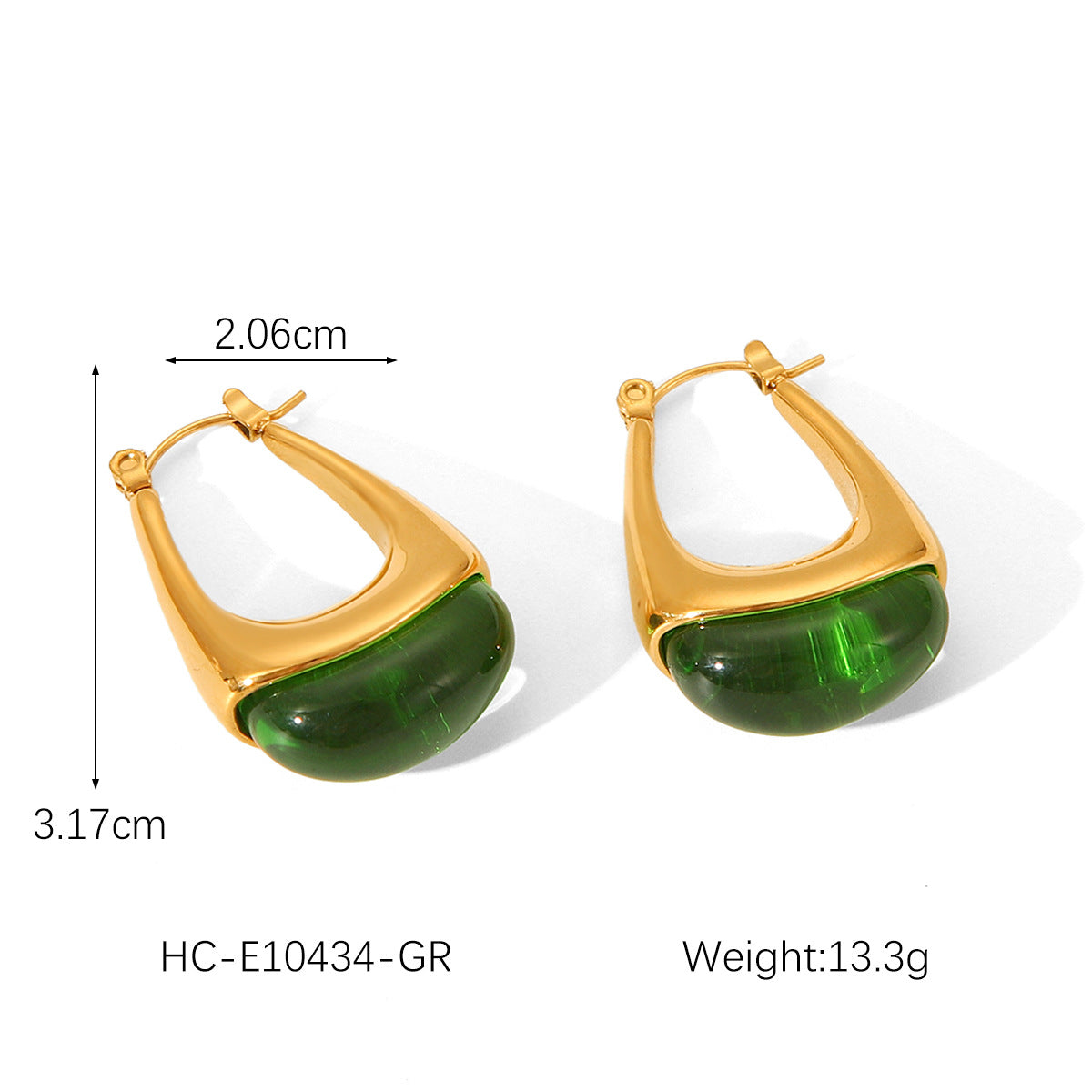French Vintage Style Resin Drop-shaped Stainless Steel Earrings for Women, High-end Feeling, Non-fading, Titanium Steel Earrings