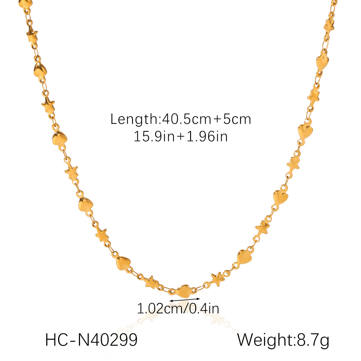 Handmade Stainless Steel Necklace with A Non-fading Five-pointed Star Pendant, Gold Bean-shaped Clavicle Chain, and Titanium Steel Necklace