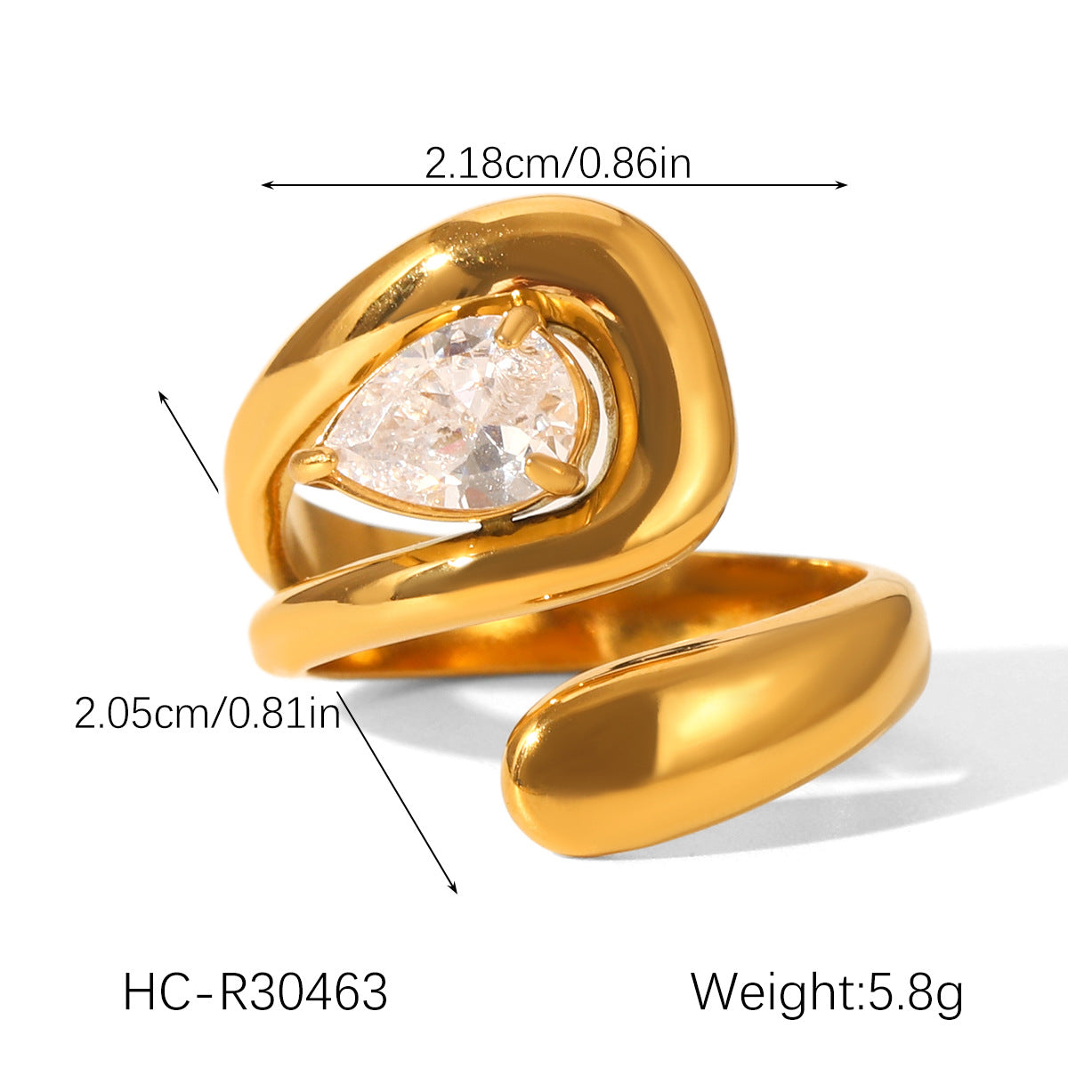Zircon Ring for Women, Non-fading Titanium Steel Ring, Niche and High-end Open Ring, Stainless Steel Ring