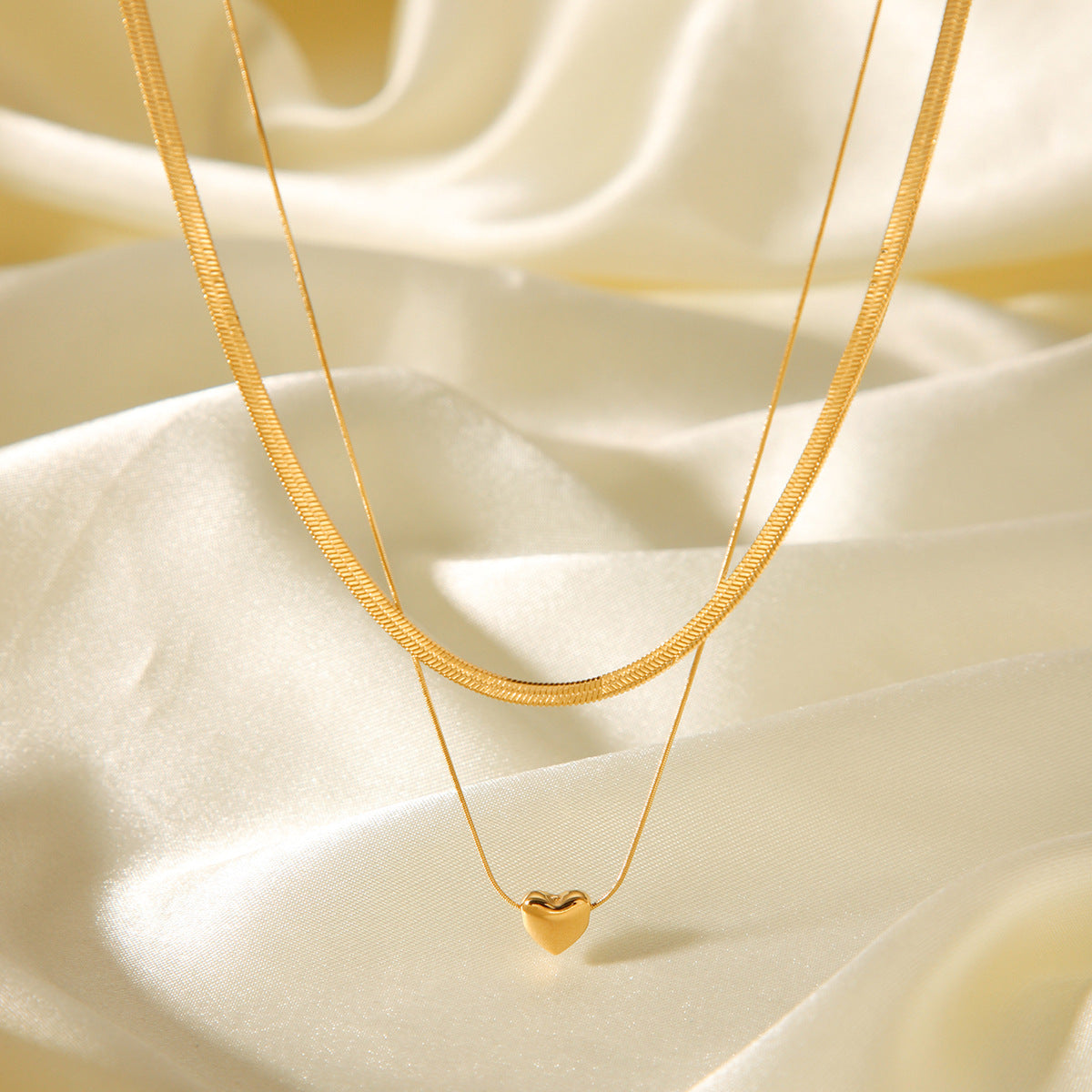 Stainless Steel Double-layer Snake Bone Chain Women's Ins Style Fashion Simple 18k Gold Blade Chain High-end Necklace
