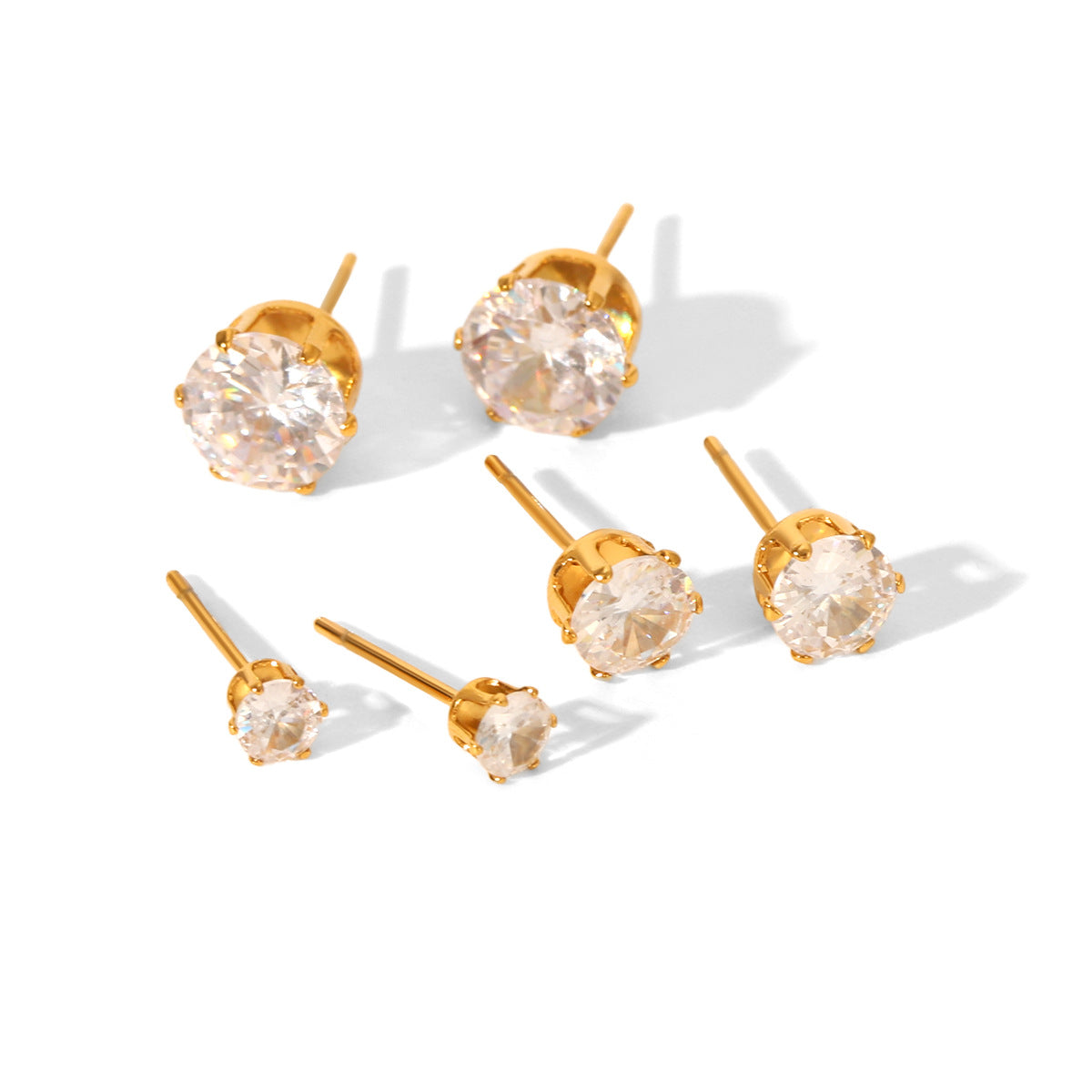 Stainless Steel Jewelry with Zircon Earrings Set, Versatile and High-end Earrings, Titanium Steel Earrings