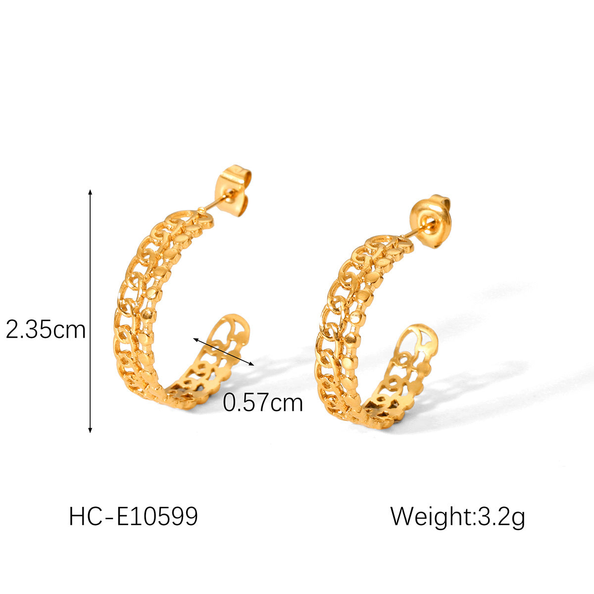 Stylish Stainless Steel Geometric Hollow-out Earrings for Women, Non-fading, Ins-inspired Earrings with A Design Sense, C-shaped Titanium Steel Earrings
