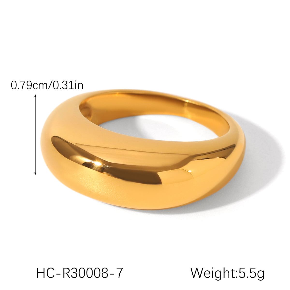 Ins-style Large Glossy 18K Gold Stainless Steel Ring for Women, Featuring Temperament, Titanium Steel, Non-fading, and High-end Hand Jewelry