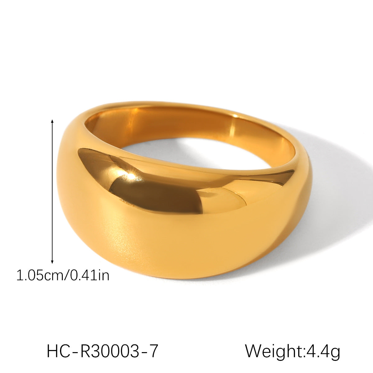 Ins-style Large Glossy 18K Gold Stainless Steel Ring for Women, Featuring Temperament, Titanium Steel, Non-fading, and High-end Hand Jewelry