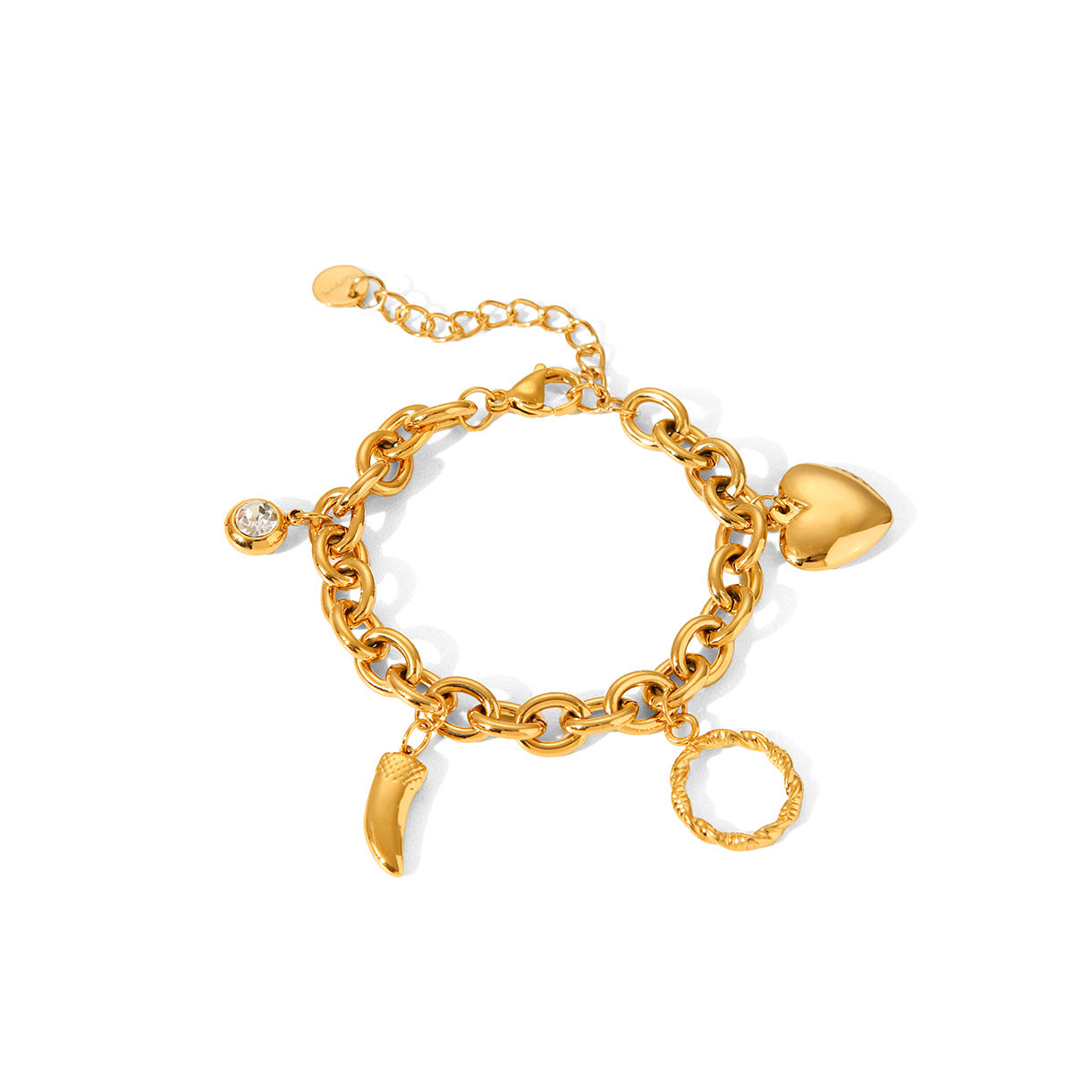 Love Zircon Pendant Stainless Steel Bracelet Women's Fashion Personality Golden Titanium Steel Chain Jewelry