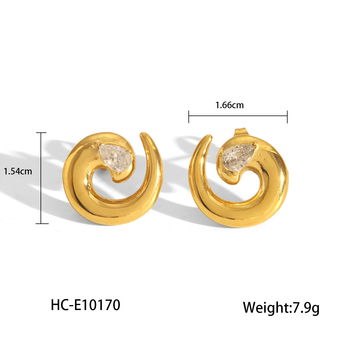 Rotating Thread Stainless Steel Earrings 18k Gold-plated Diamond Studded Earrings for Women's Light Luxury Versatile Earrings