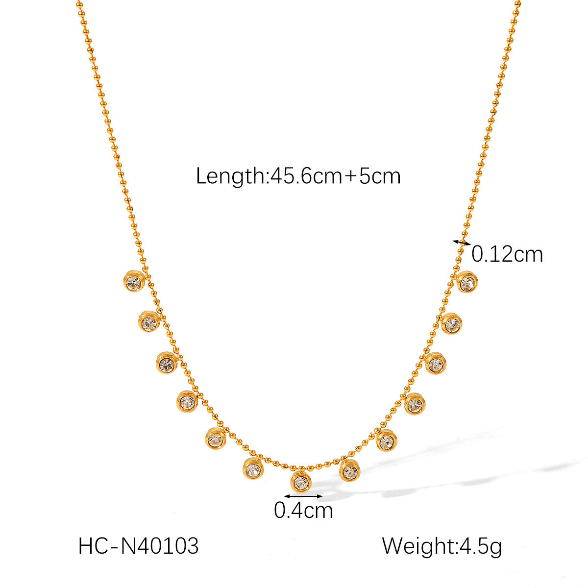 Stainless Steel Bead Chain Tassel Zircon Necklace Women's High-end Necklace Accessory Non-fading Collar Chain Titanium Steel Jewelry