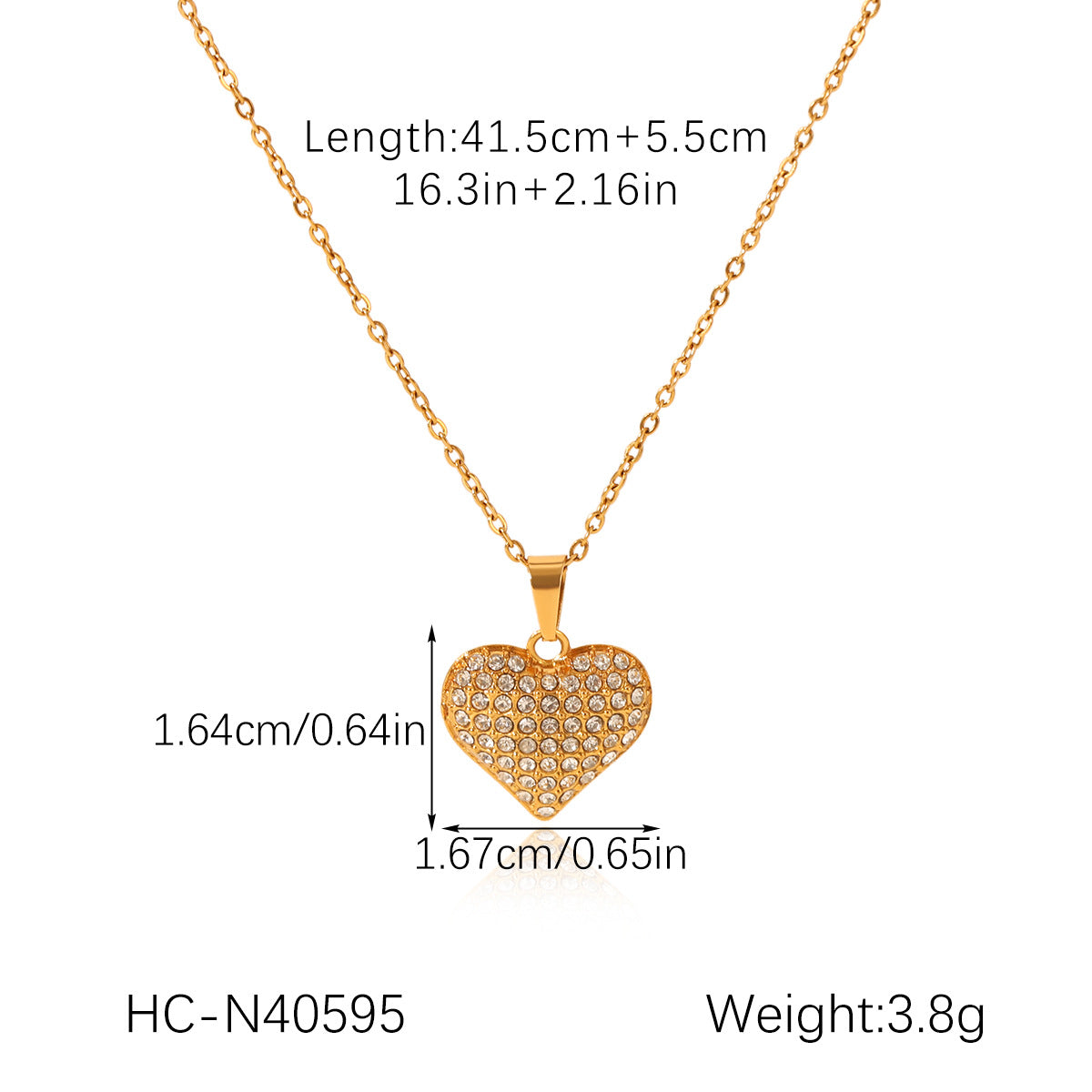 Stainless Steel Earrings, Heart-shaped Diamond Earrings, Light Luxury High-end Heart-shaped Pendant Necklace, Titanium Steel Jewelry