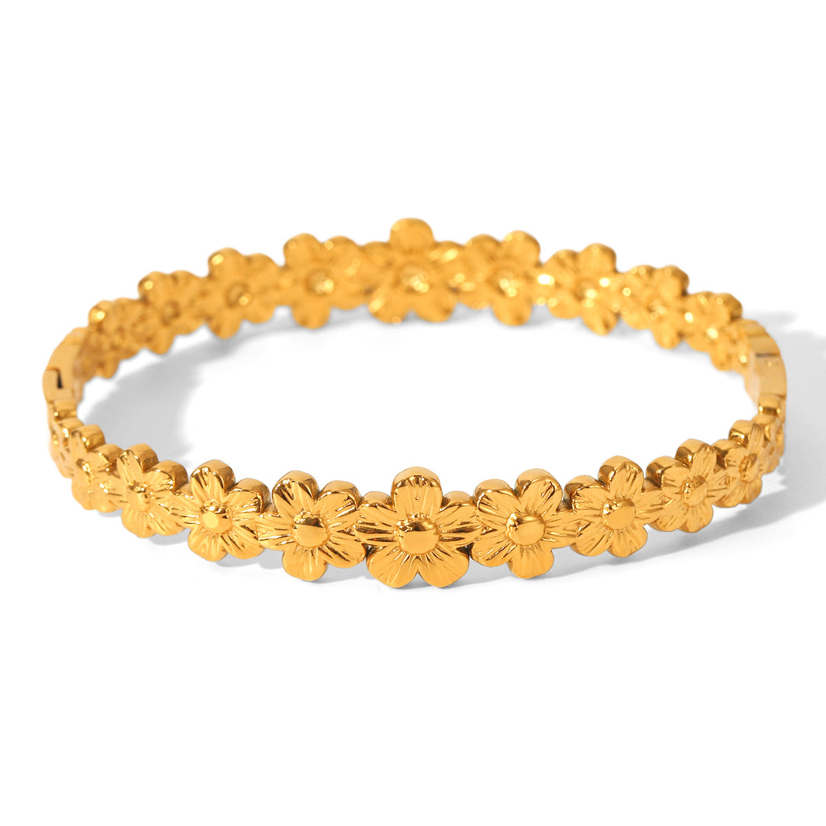 18K gold-plated stainless steel flower-shaped bracelet for women, light luxury, personalized titanium bracelet, Ins-style floral jewelry