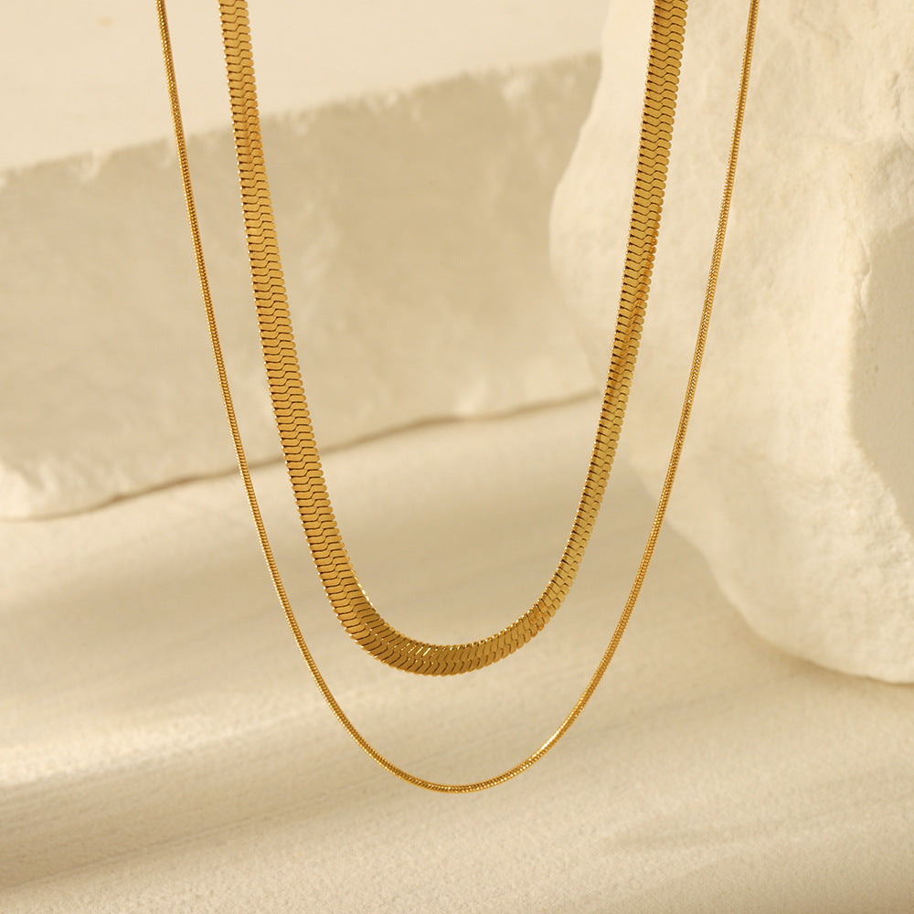 New Double-layer Snake Bone Necklace, Same Style As The Popular Item on Instagram, Women's Versatile Stainless Steel Necklace