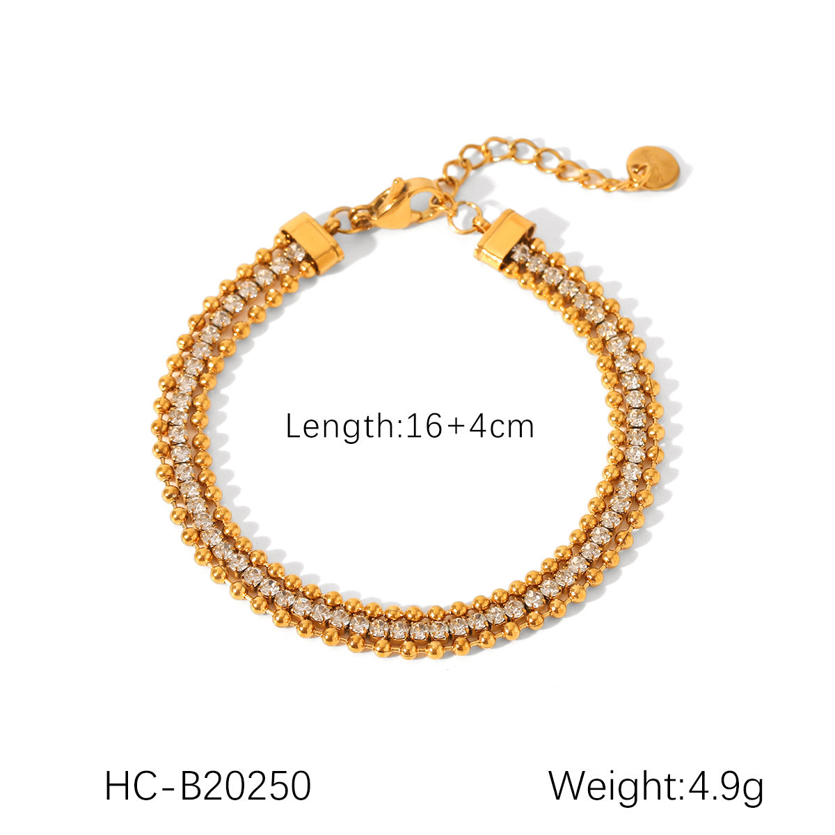 Multi-layer stainless steel bracelet bead chain splicing zircon chain niche design titanium steel non-fading jewelry