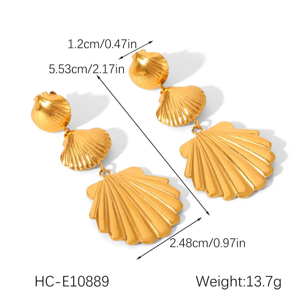 18K Gold Stainless Steel Shell Earrings, Luxurious and High-end, with Pearl Earrings and Titanium Earrings, Versatile and Easy To Match