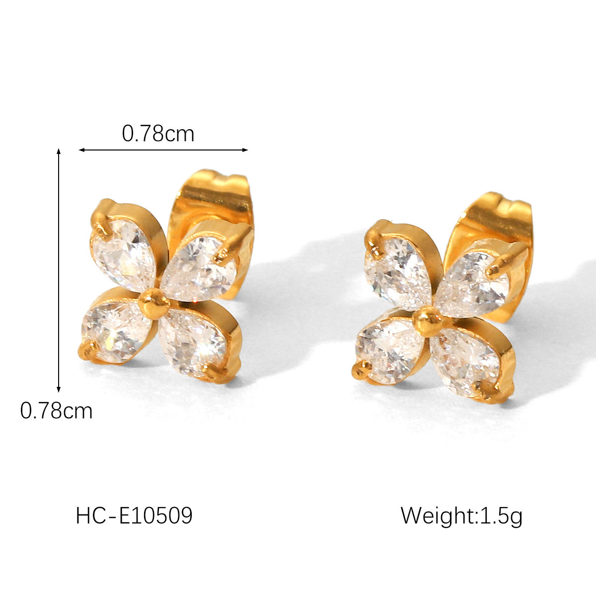 Fashionable and Personalized Butterfly Zircon Star Earrings, Ins-inspired Light Luxury Stainless Steel Five-petaled Flower Pearl Earrings