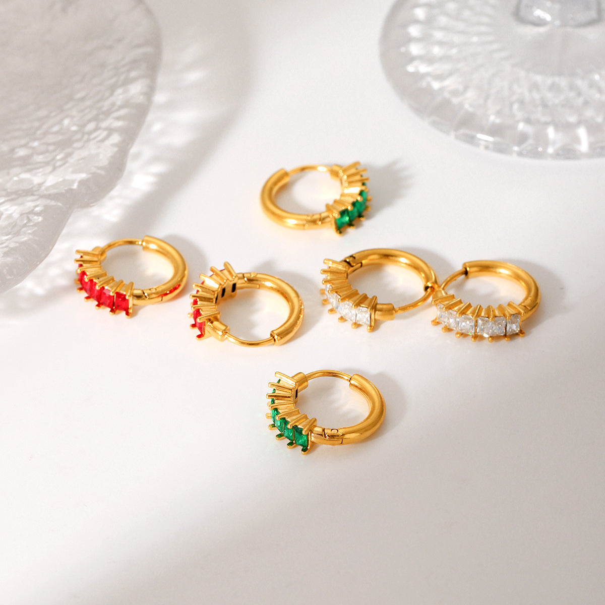 Earrings for Women, Fashionable and Luxurious, Made of Stainless Steel with Gold-plated Earrings and Inlaid with Zircon Titanium Steel Earrings