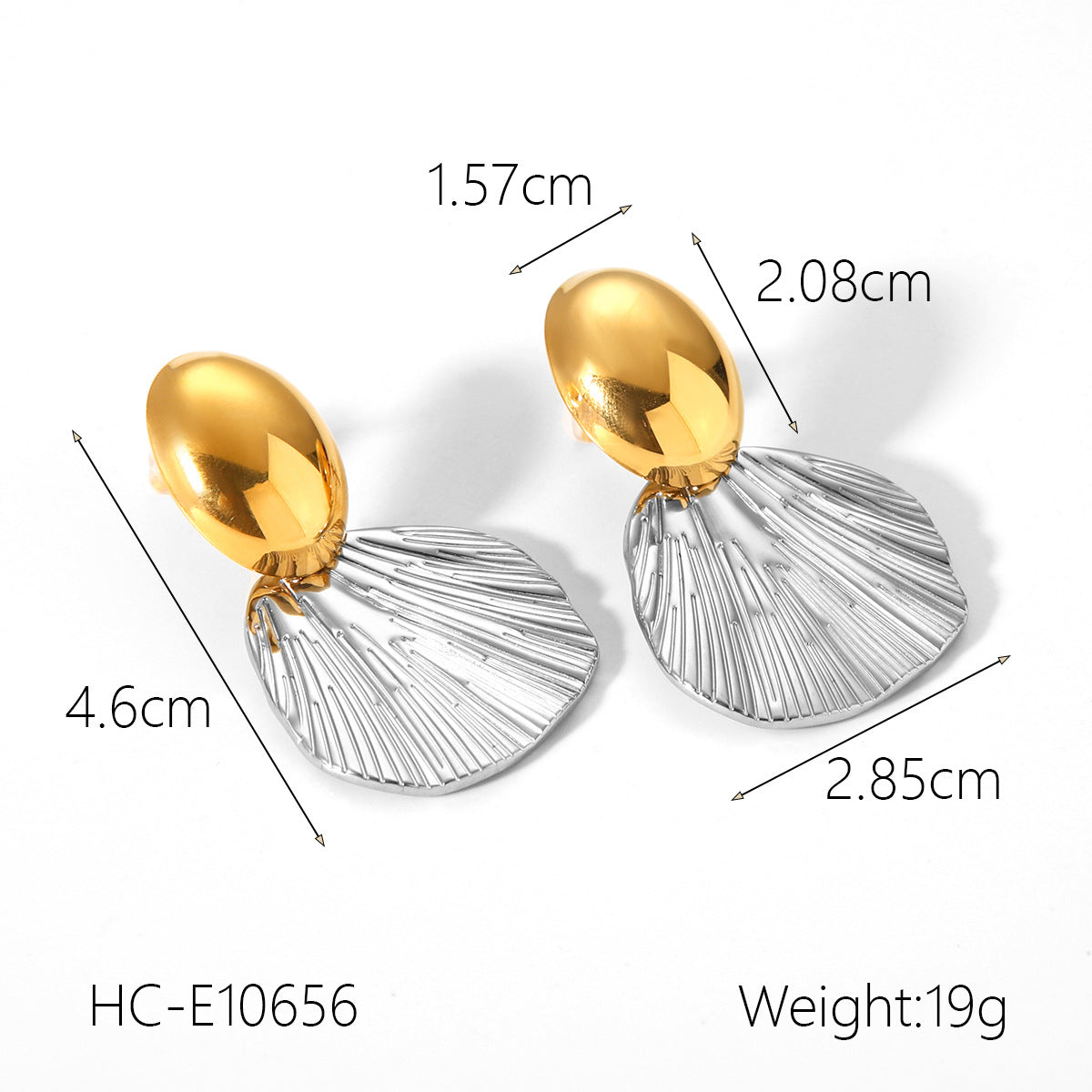 Stainless Steel Earrings, Gold and Silver Color-block, Glossy Geometric Texture, Stud Earrings, Sun-shaped Five-pointed Star Earrings for Women