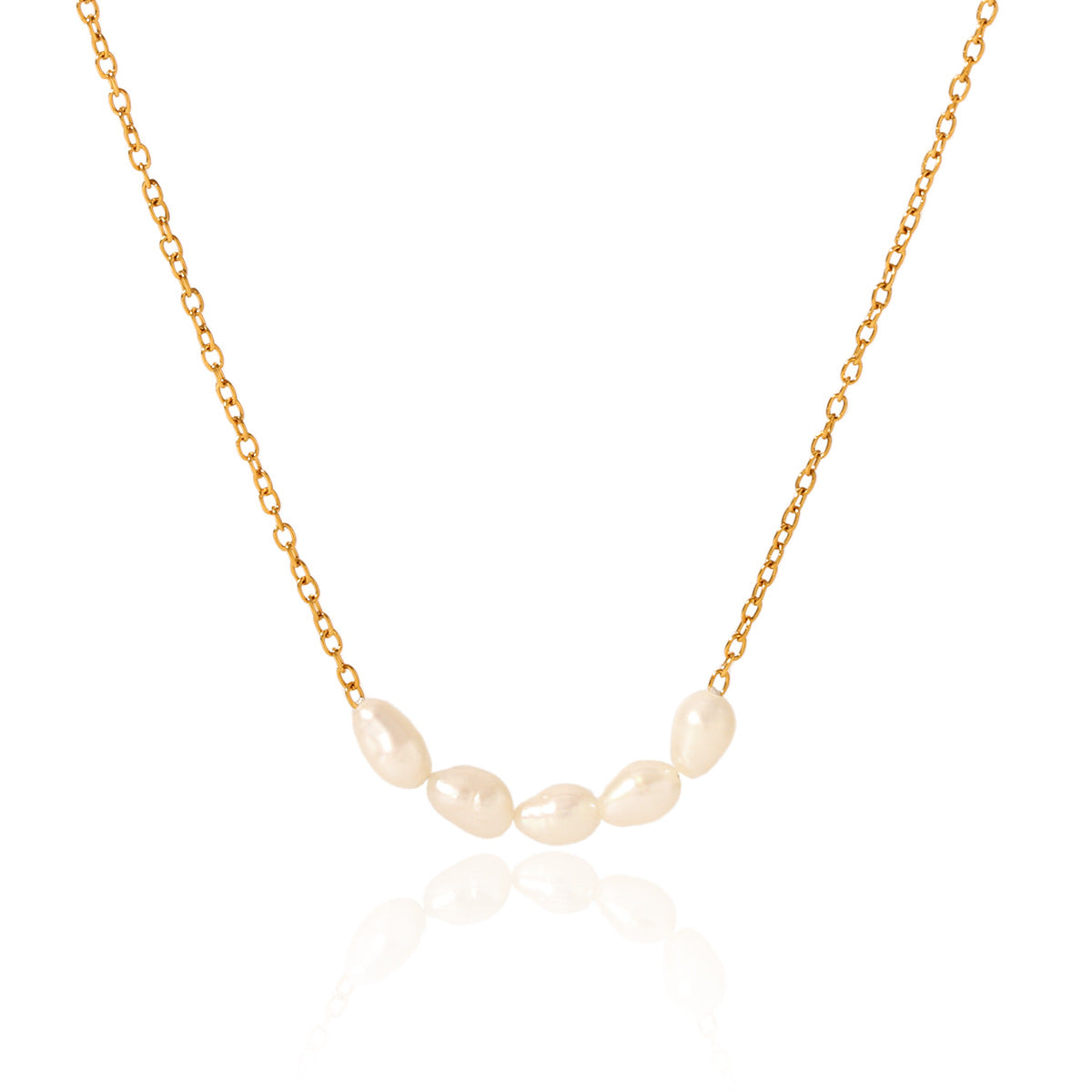 French-style Light Luxury Freshwater Pearl Necklace, Stainless Steel, 18K Gold-plated Clavicle Chain, Women's Temperament, Versatile Necklace