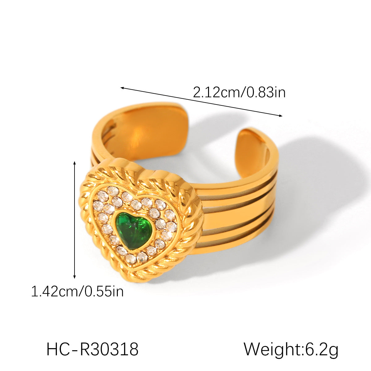 18K Gold Stainless Steel Inlaid Zircon Ring Female Non-fading Ring Ins Wind Titanium Steel Jewelry Casting Ring