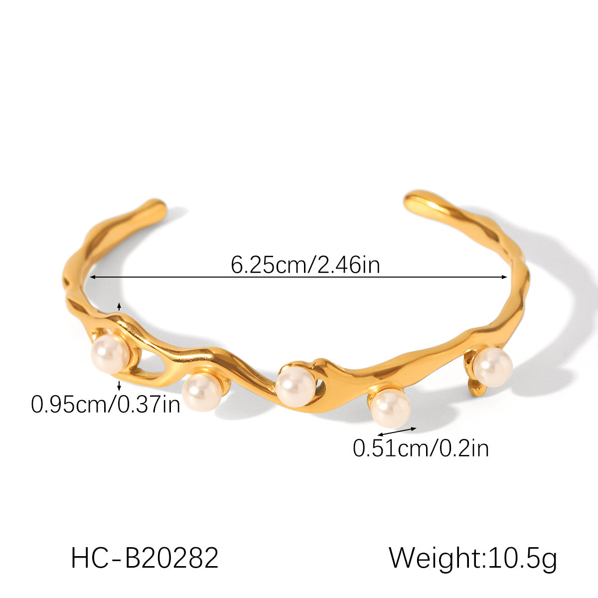 Stainless Steel Bracelet, Irregular Design, Elegant and High-end Feel, Pearl Opening Bracelet, Non-fading, Titanium Steel Jewelry