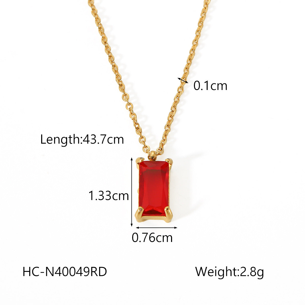 18K Gold Stainless Steel Geometric Pendant Necklace with Zircon, Women's Fashion Simple Titanium Steel Necklace
