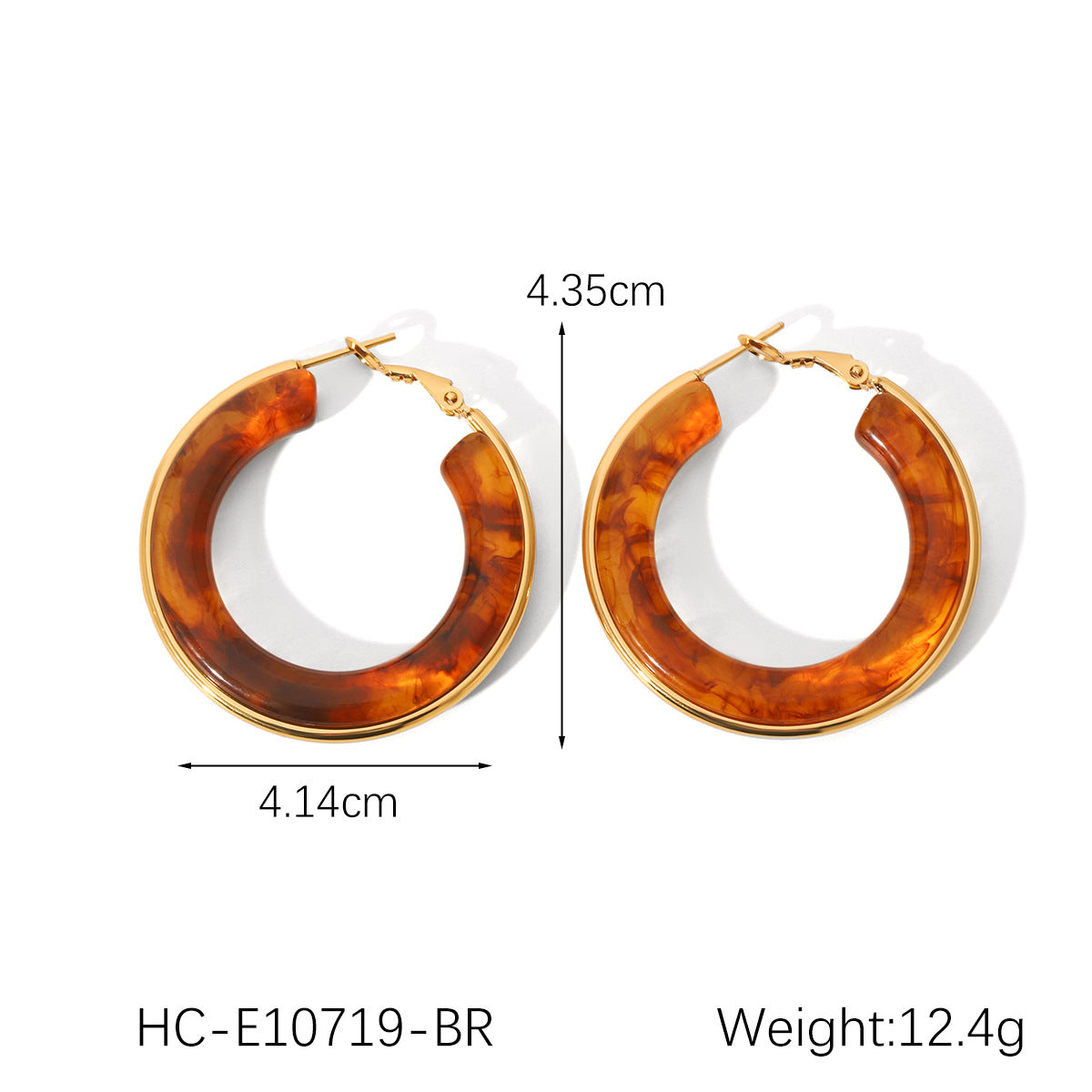 French Vintage Style Resin Drop-shaped Stainless Steel Earrings for Women, High-end Feeling, Non-fading, Titanium Steel Earrings