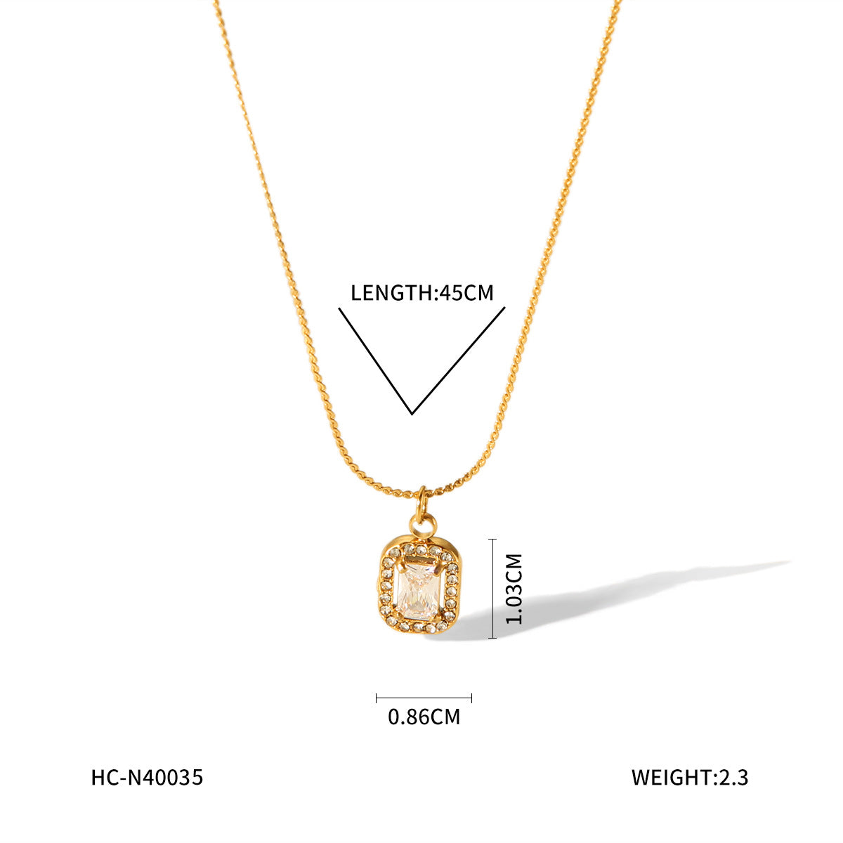 18K Gold Stainless Steel Necklace Female Ins Style Fashion Personality Geometric Titanium Steel Necklace Heart Necklace