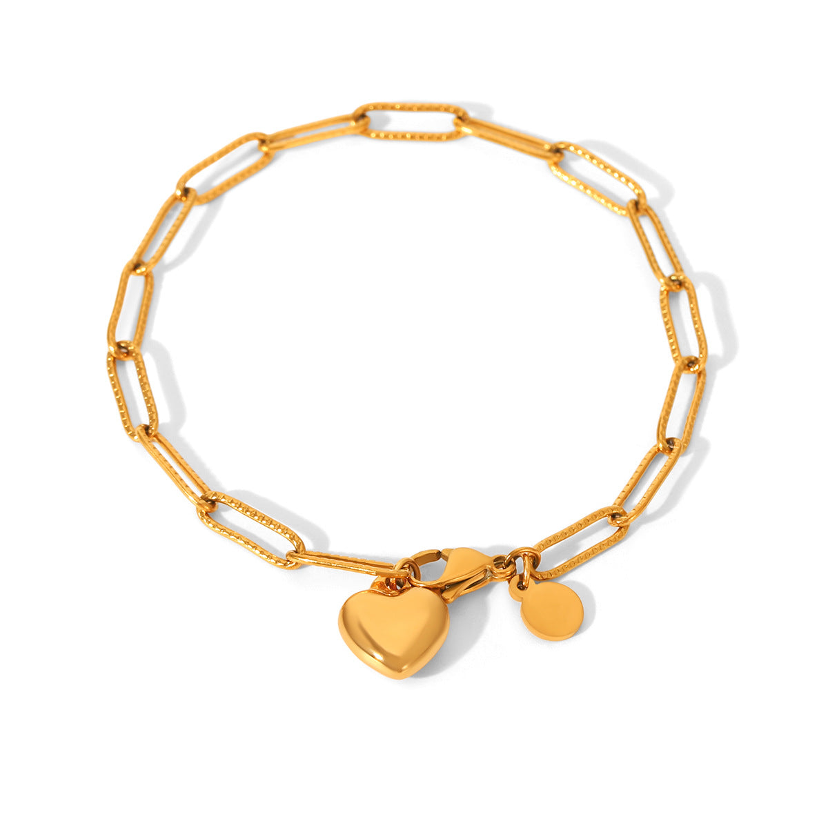 18K Gold Stainless Steel Cross Chain Heart Pendant Titanium Steel Bracelet Light Luxury Versatile Jewelry for Instagram