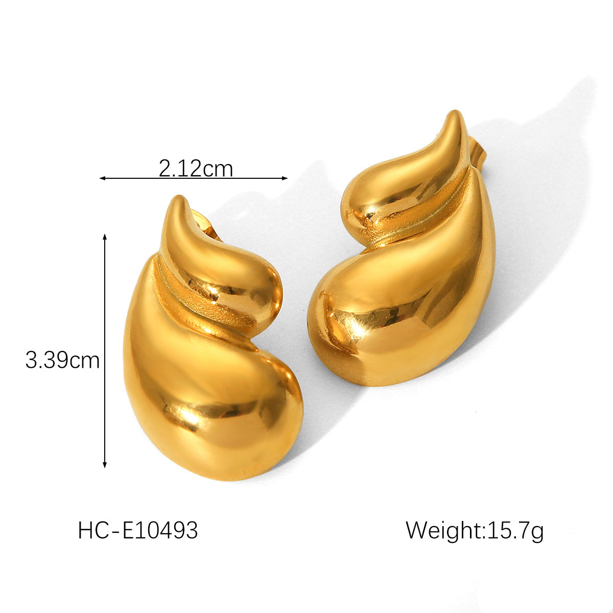 INS-style Popular Pleated Texture Geometric Titanium Steel Earrings, Non-fading, High-end Stainless Steel Earrings for Women