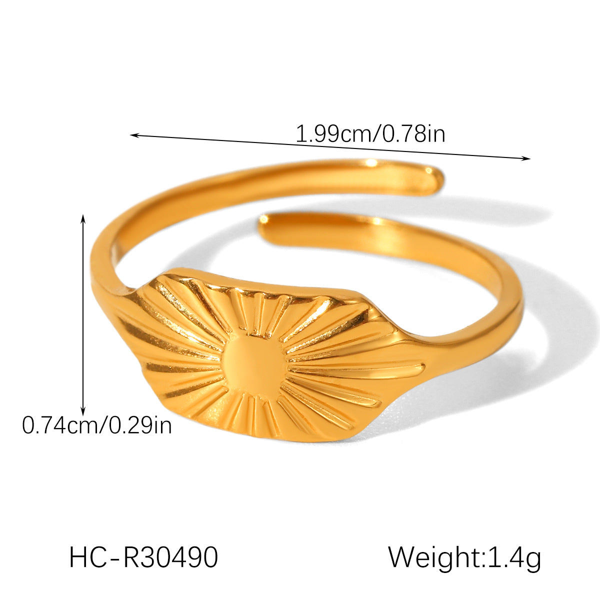 18K Gold Stainless Steel Square Plate Split Flower Ring Does Not Fade Female High-level Sense Opening Ring Titanium Steel Jewelry