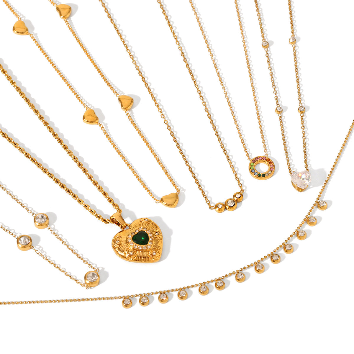 Stainless Steel Love Necklace with Zircon Clavicle Chain Women's High-end Titanium Steel 18K Gold-plated Necklace