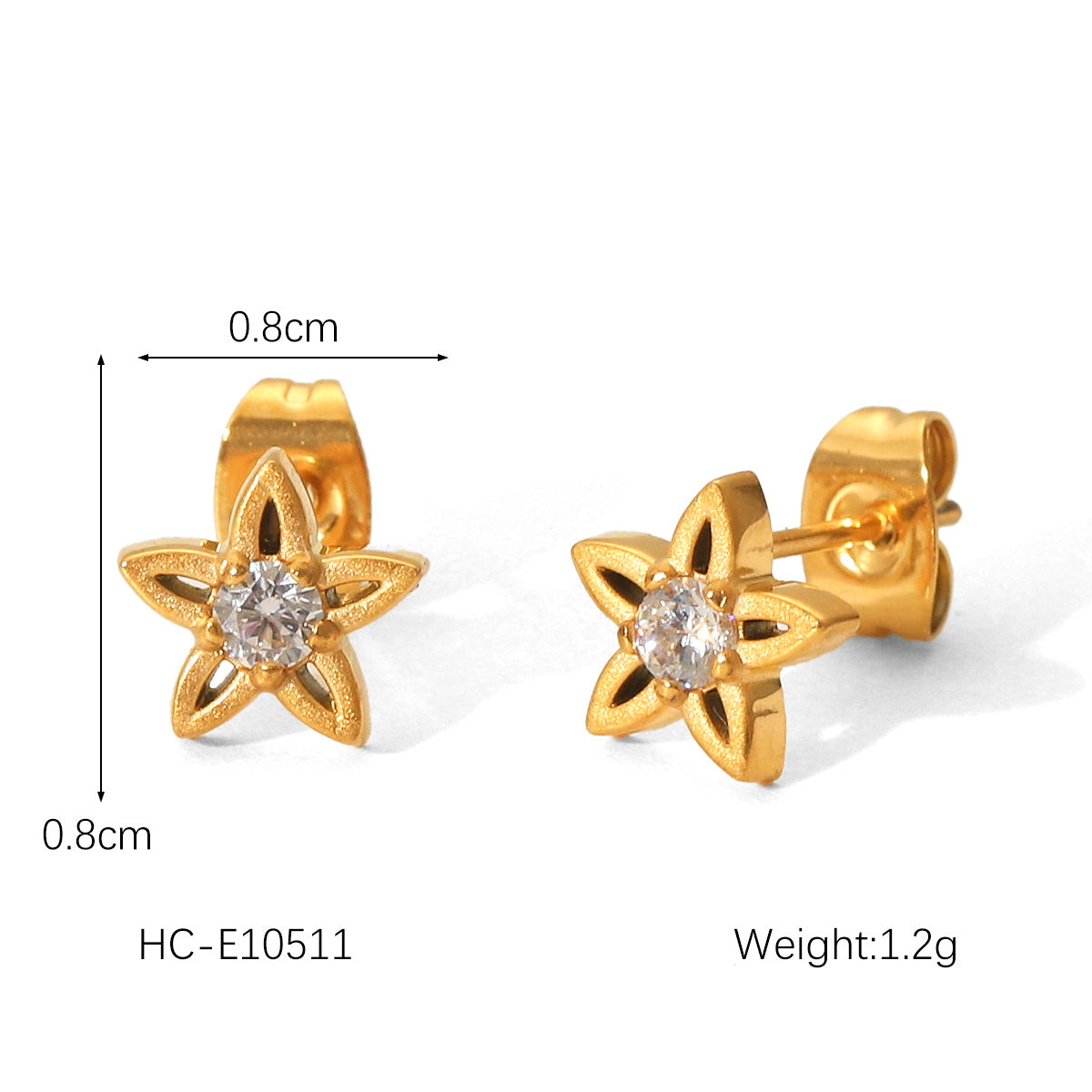 Fashionable and Personalized Butterfly Zircon Star Earrings, Ins-inspired Light Luxury Stainless Steel Five-petaled Flower Pearl Earrings
