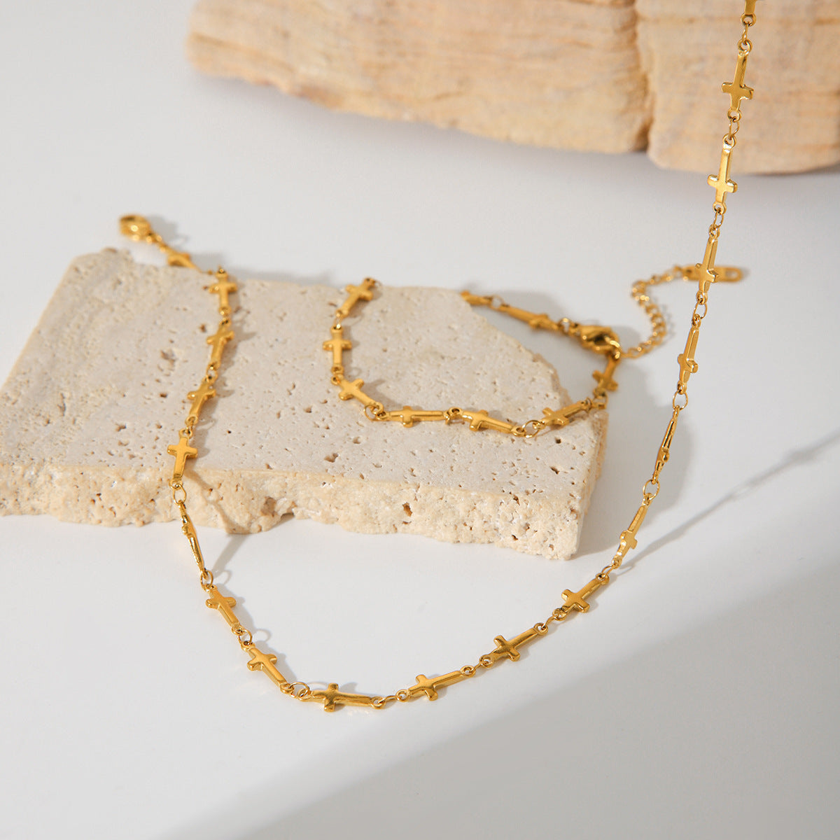 INS Influencer's Titanium Steel Jewelry, Cross Chain, Stainless Steel Necklace, Fashionable and Personalized Titanium Steel Bracelet