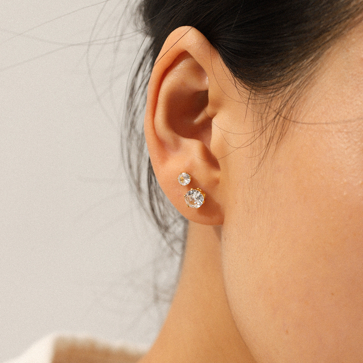 Stainless Steel Jewelry with Zircon Earrings Set, Versatile and High-end Earrings, Titanium Steel Earrings