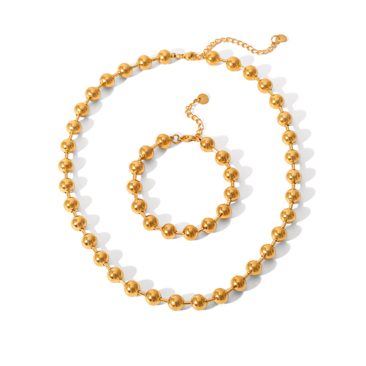 Stainless Steel Bead Chain Necklace and Bracelet for Women, Featuring High-end Titanium Steel Jewelry That Won't Fade