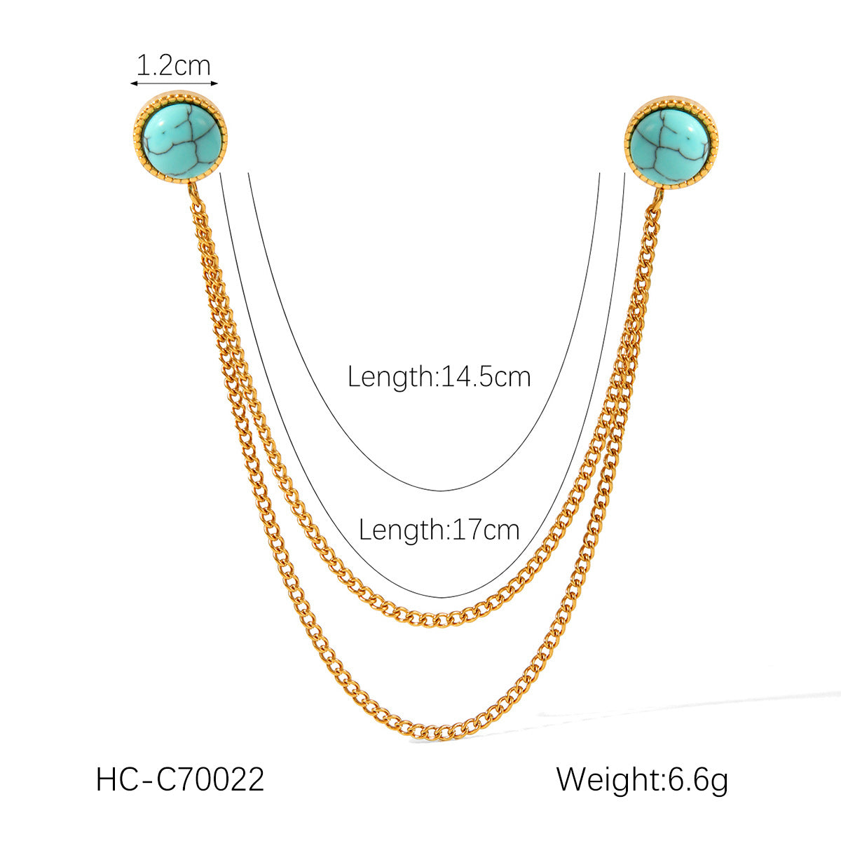 New Stainless Steel Diamond Inlaid Natural Stone Geometric Heart-shaped Collar, Needle Chain, Brooch Collar, Clothing Accessories
