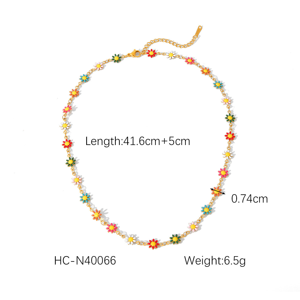 Stainless Steel Drop-oil Daisy Necklace for Women, Versatile Titanium Steel, Non-fading Bracelet Jewelry, Flower Ornament